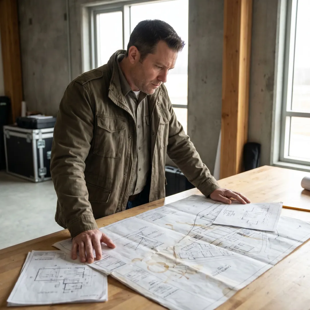 Security consultant reviewing CPTED site plans