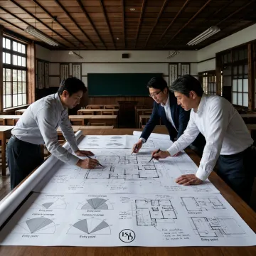 Security team reviewing corporate facility plans