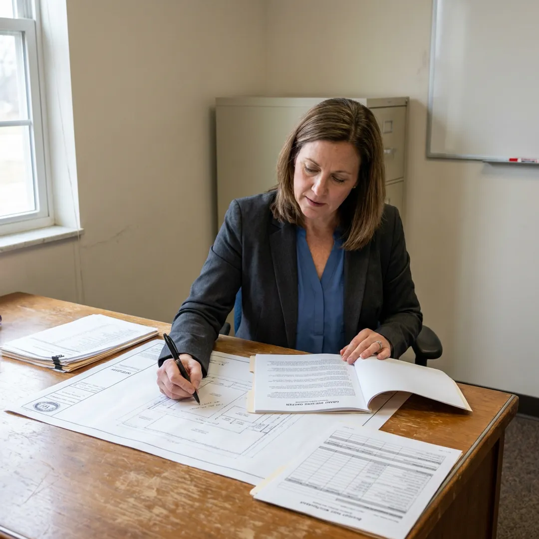 Security grant consultant reviewing application documents
