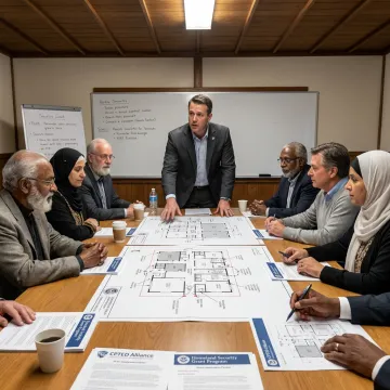 Consultant reviewing a security plan with faith leaders