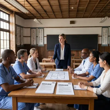 Hospital staff discussing security procedures