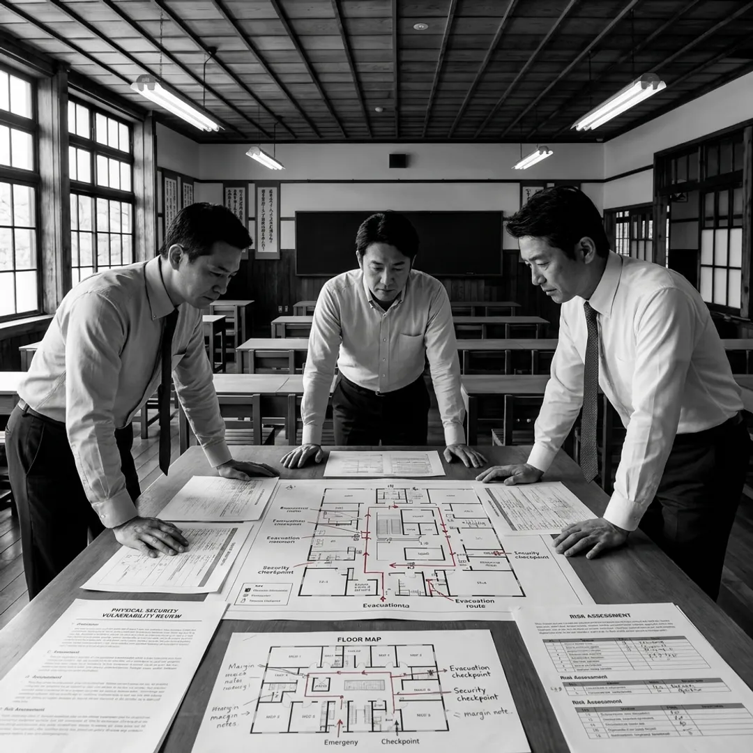 Emergency management consultants reviewing a facility security plan