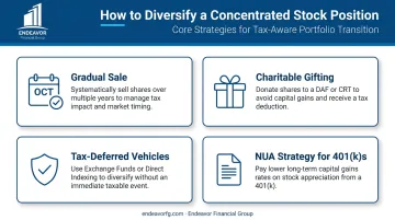 Four key diversification strategies for a concentrated stock holding infographic