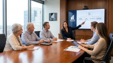 Financial advisor facilitating multigenerational family governance planning meeting