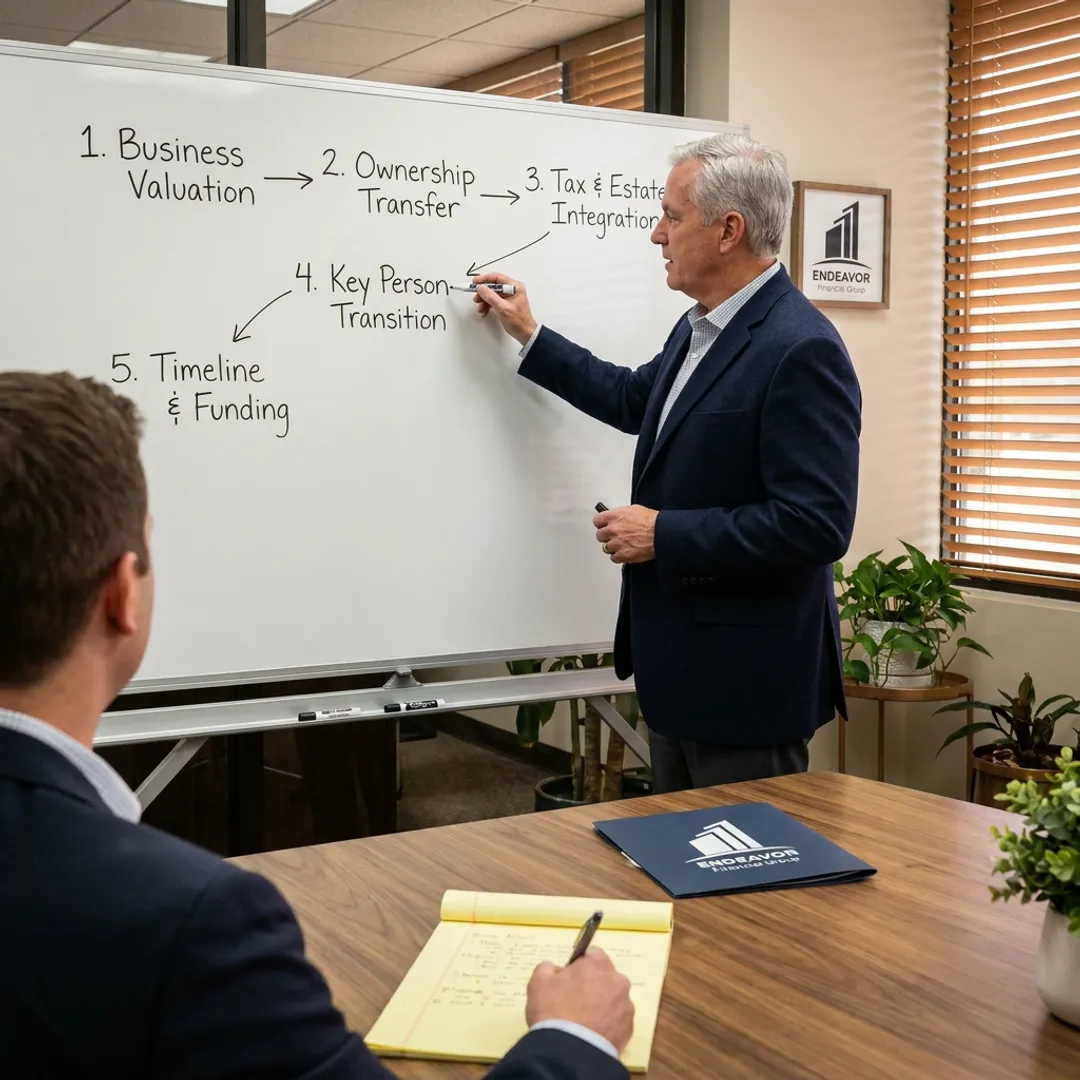 Advisor explaining succession planning process