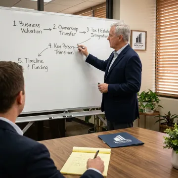 Advisor explaining succession planning process