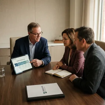 Advisor explaining a five-step financial planning process