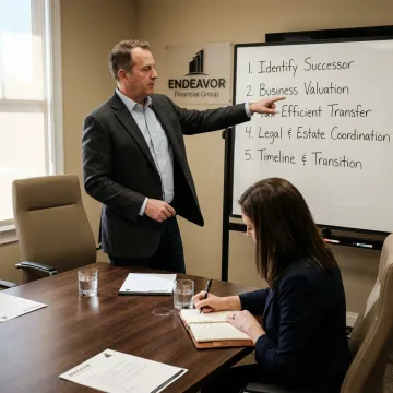 Financial advisor explaining business succession process