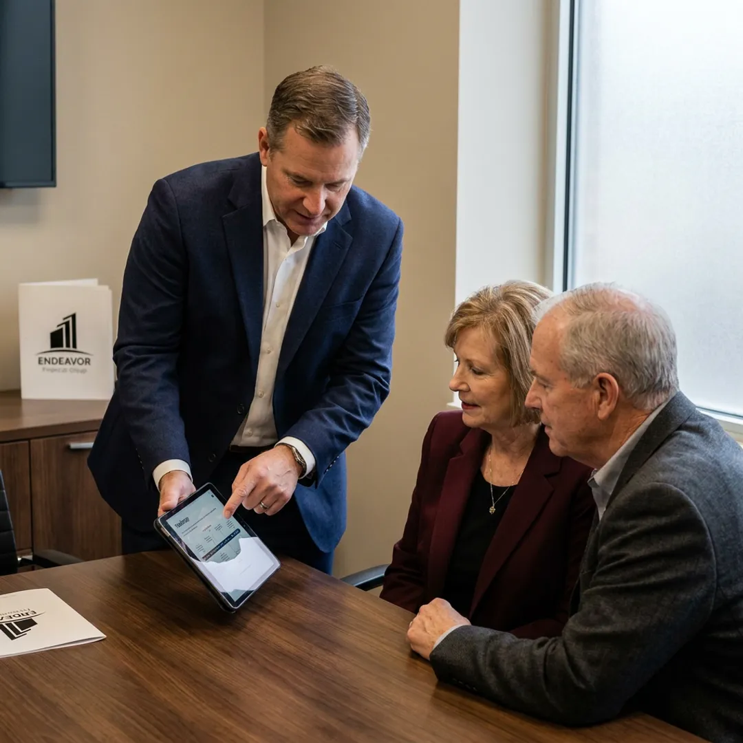 Advisor explaining a retirement planning process