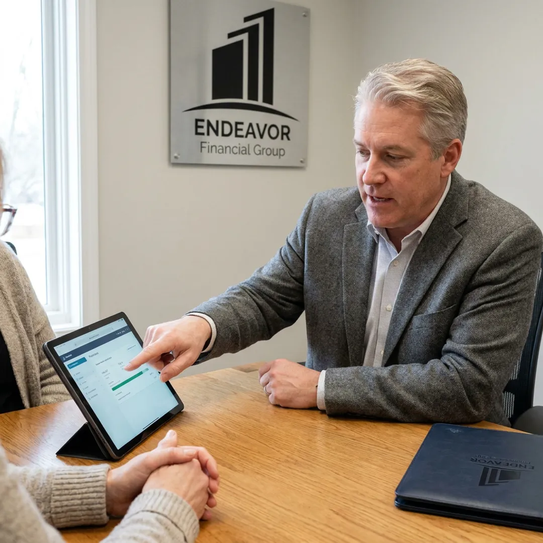 Advisor explaining retirement planning process