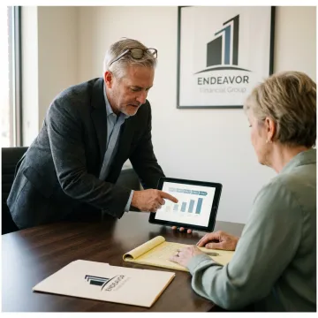 Advisor reviewing retirement planning steps
