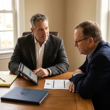 Advisor explaining a five-step financial planning process
