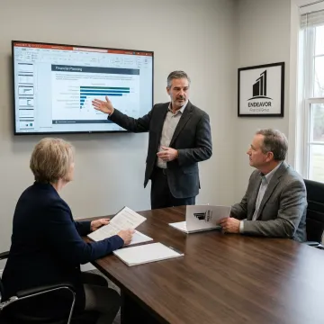 Advisor explaining a step-by-step financial plan