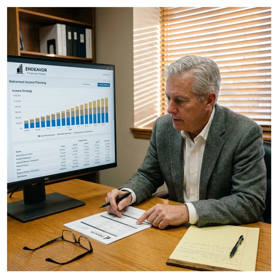 Advisor explaining retirement planning steps