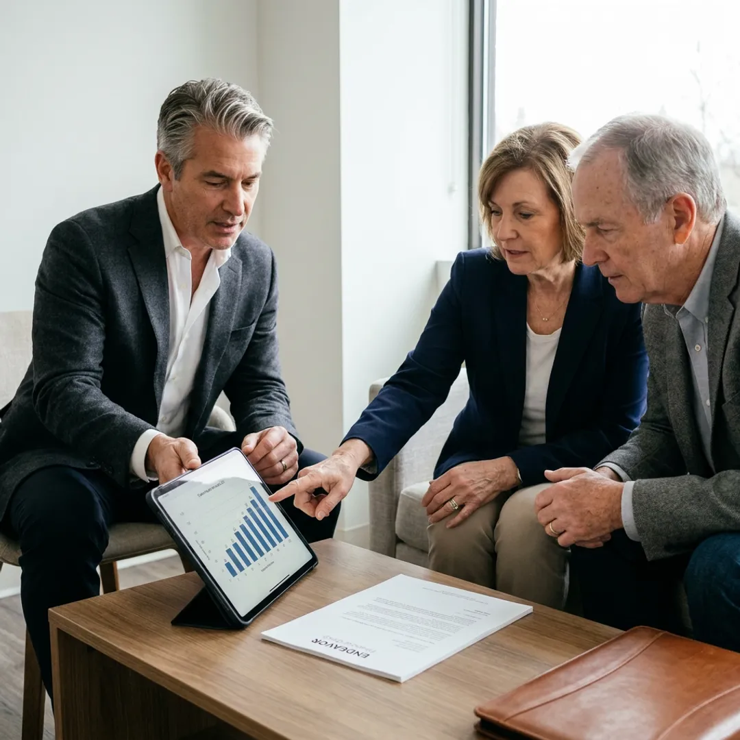 Advisor explaining retirement planning process