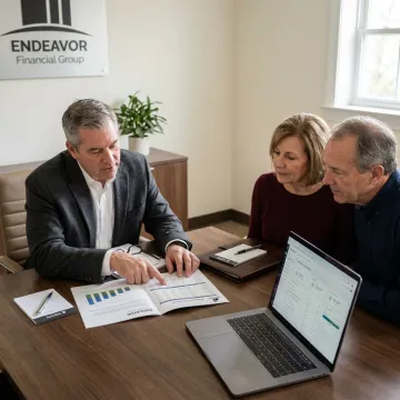 Advisor reviewing retirement income plan with Iowa couple