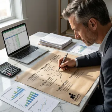 Advisor outlining a retirement planning process