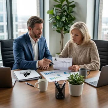 Financial planner reviewing strategy with a client