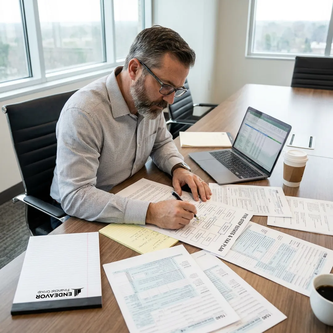 Advisor outlining an estate planning process