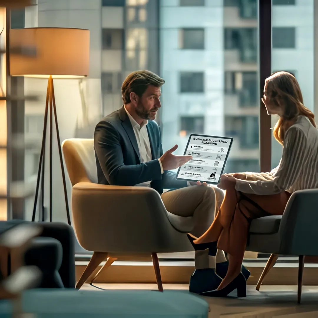 Advisor explaining a business succession process