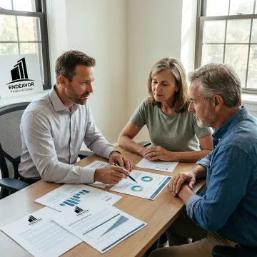 Advisor explaining portfolio management process