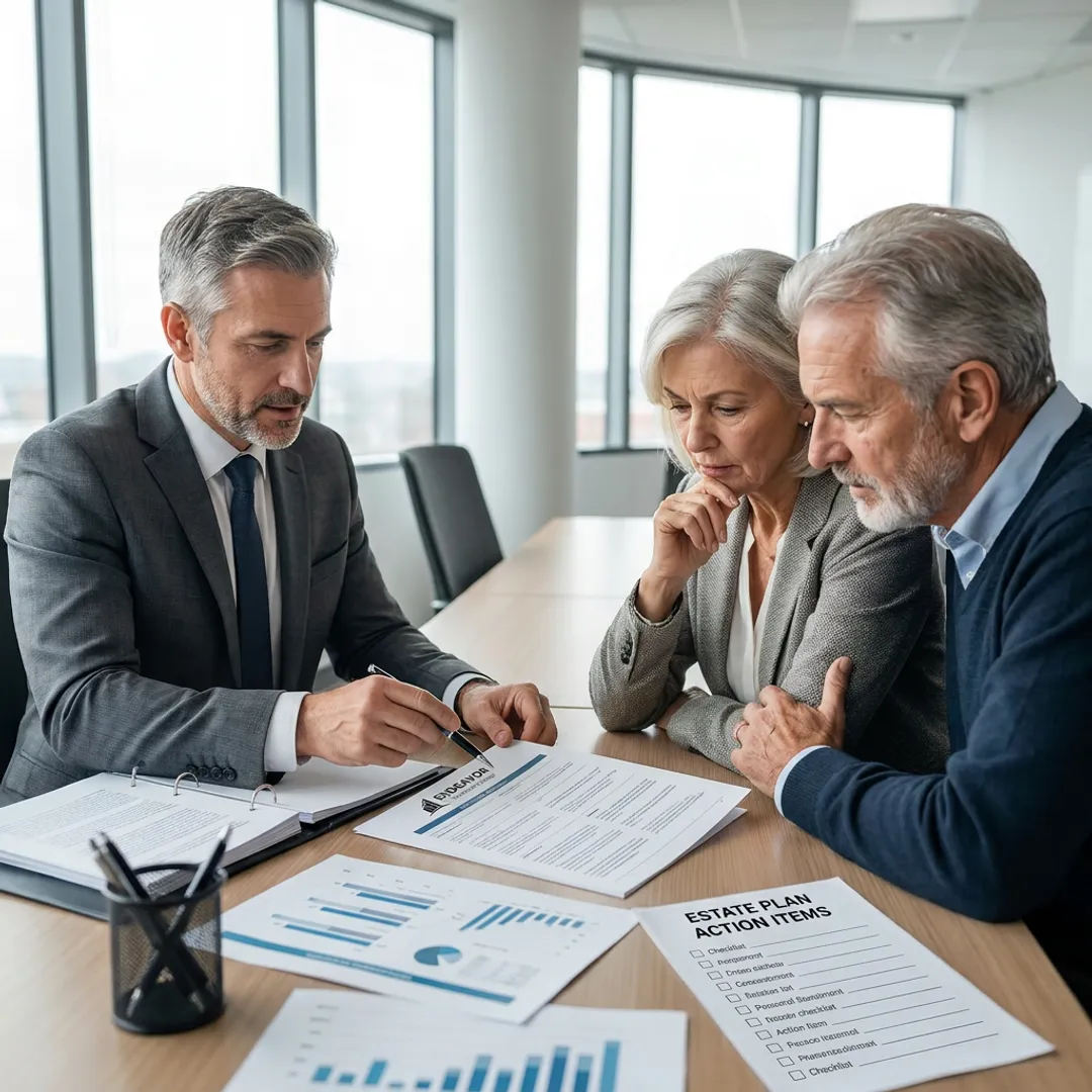Advisor guiding a family through estate planning steps