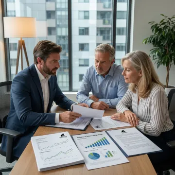Advisor reviewing retirement and estate plans with clients