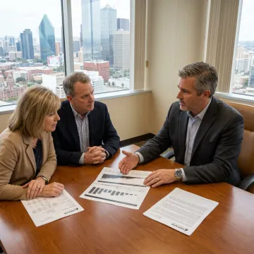 Financial advisor reviewing retirement and tax plans with clients