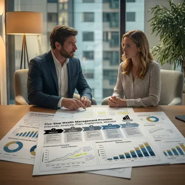 Advisor outlining a five-step wealth planning process