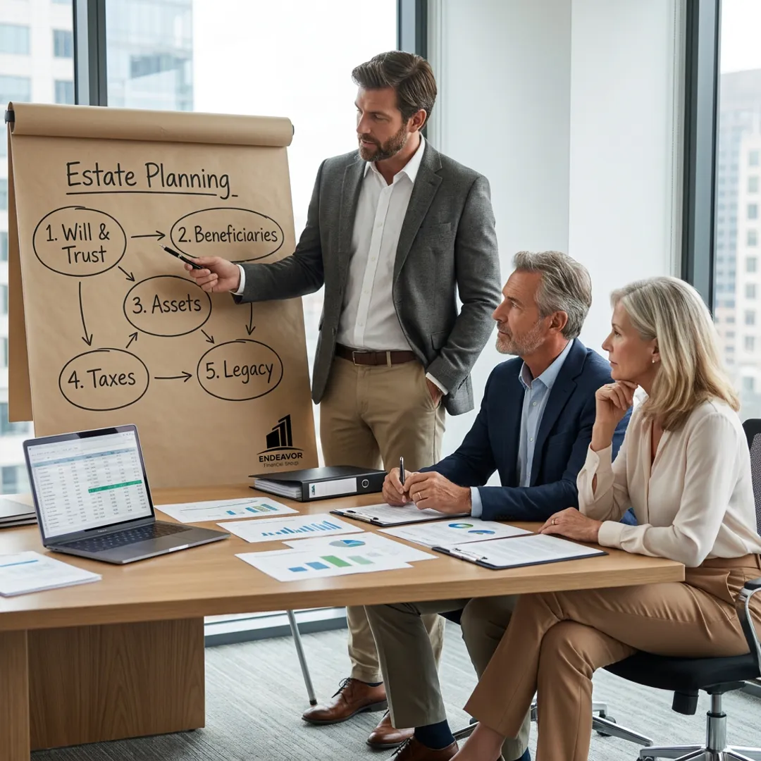 Financial advisor outlining an estate planning process