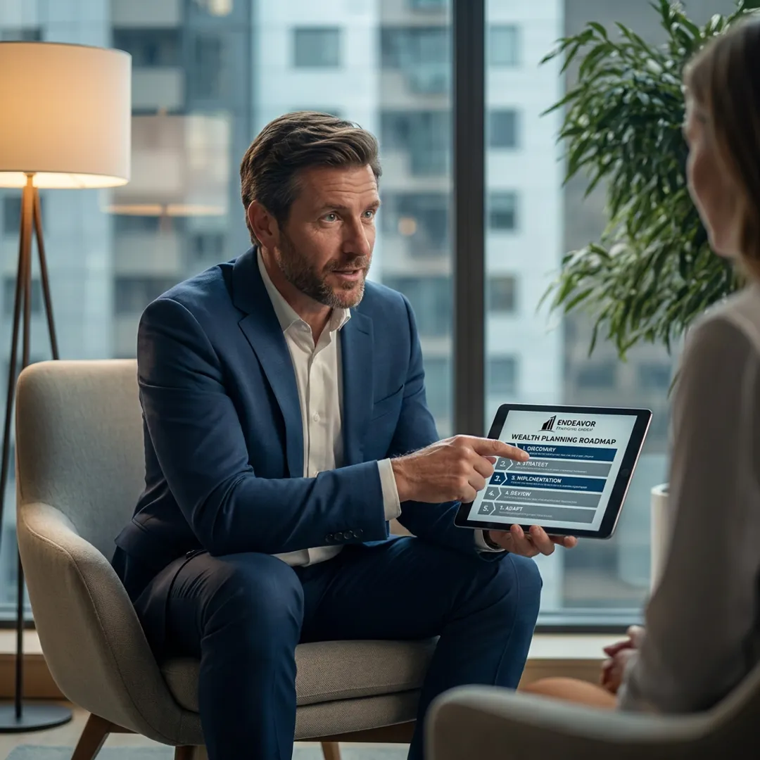 Financial advisor explaining a wealth planning process
