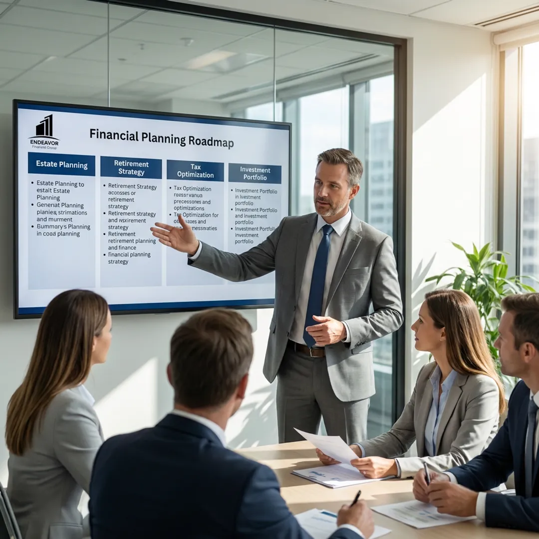 Advisor outlining a five-step financial planning process