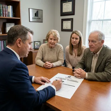Advisor guiding family through estate planning process