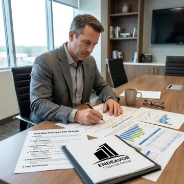 Advisor mapping a business exit strategy process