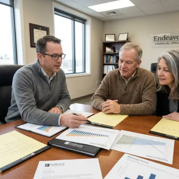 Advisor reviewing retirement and estate planning documents