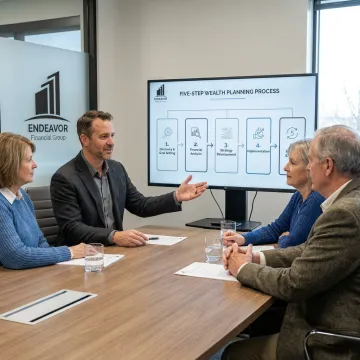 Advisor explaining a structured financial planning process