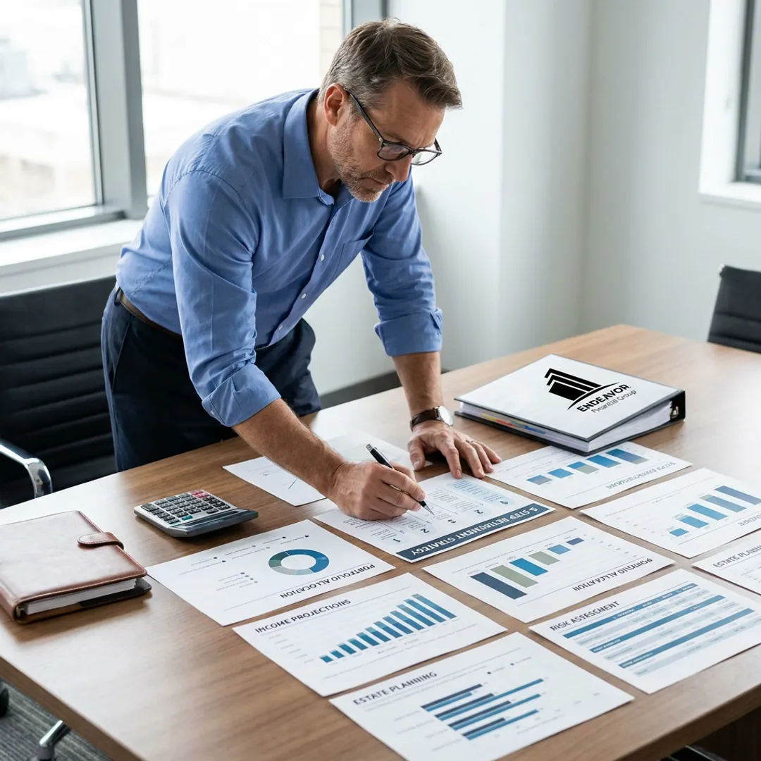 Financial advisor outlining a retirement planning process