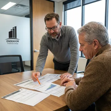 Financial planner reviewing retirement and investment strategy