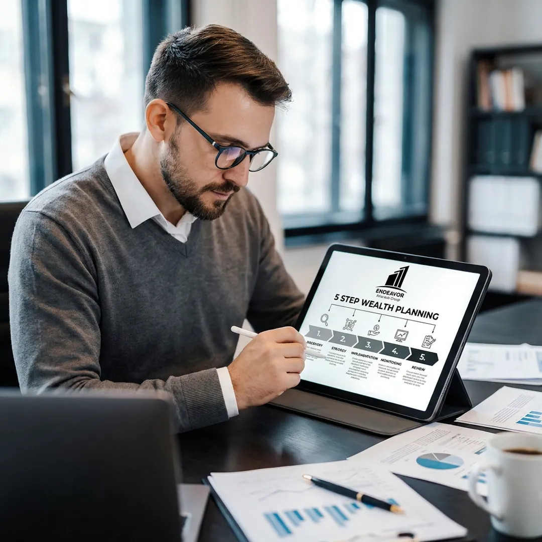 Advisor outlining a wealth planning process