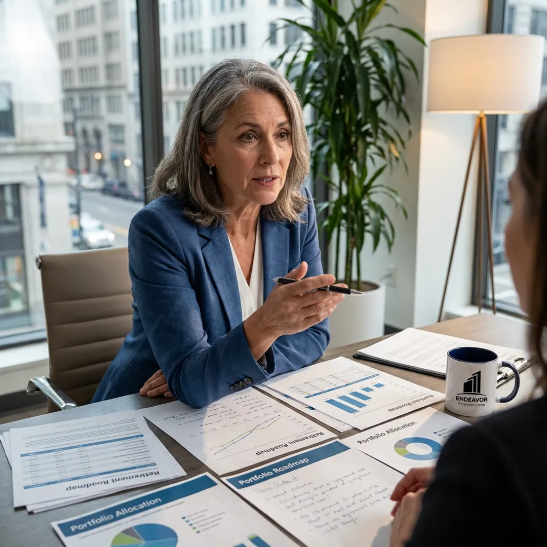 Advisor explaining a retirement planning process