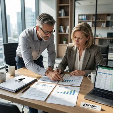 Financial advisor reviewing plans with a business owner