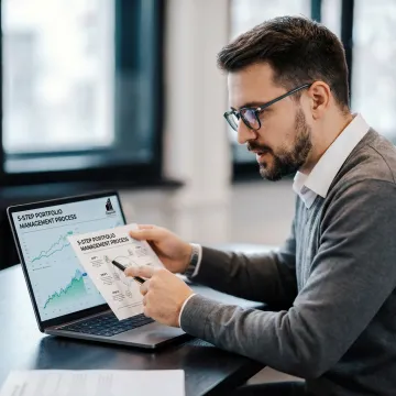 Advisor explaining portfolio process to client