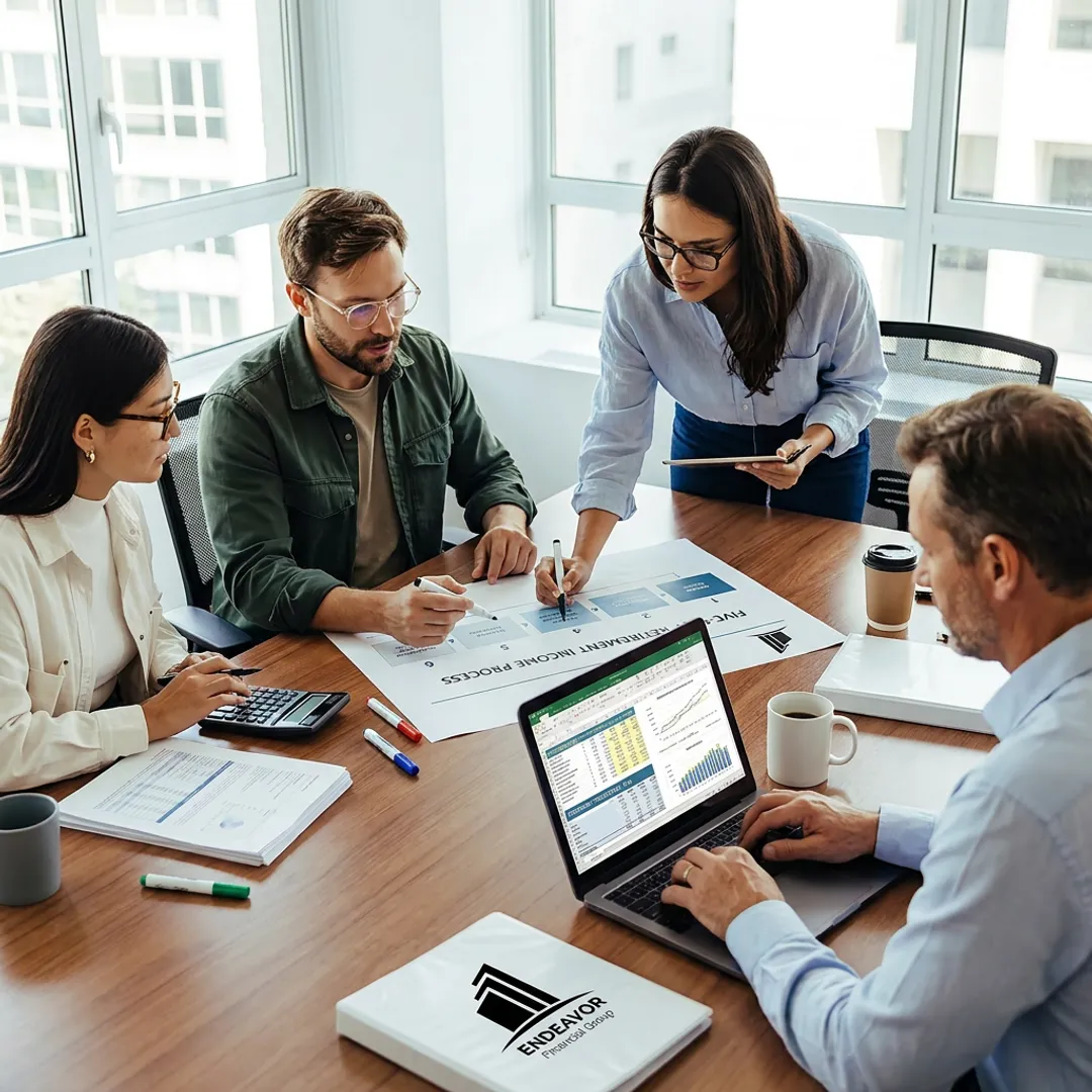 Advisor mapping a five-step retirement income process
