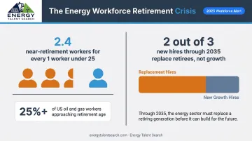 Energy sector retirement crisis statistics showing workforce age gap and replacement needs