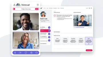HireVue video interview platform interface showing candidate assessment and evaluation screen