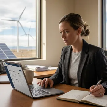 Recruiter reviewing sustainability energy candidates