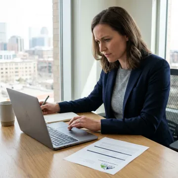 Recruiter reviewing finance candidate profiles