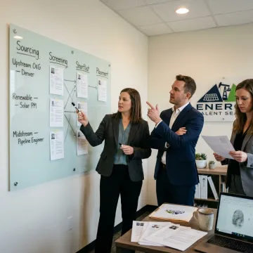 Recruitment team planning an executive search process