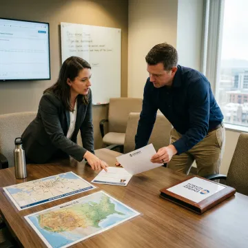Energy recruiter consulting with hiring manager