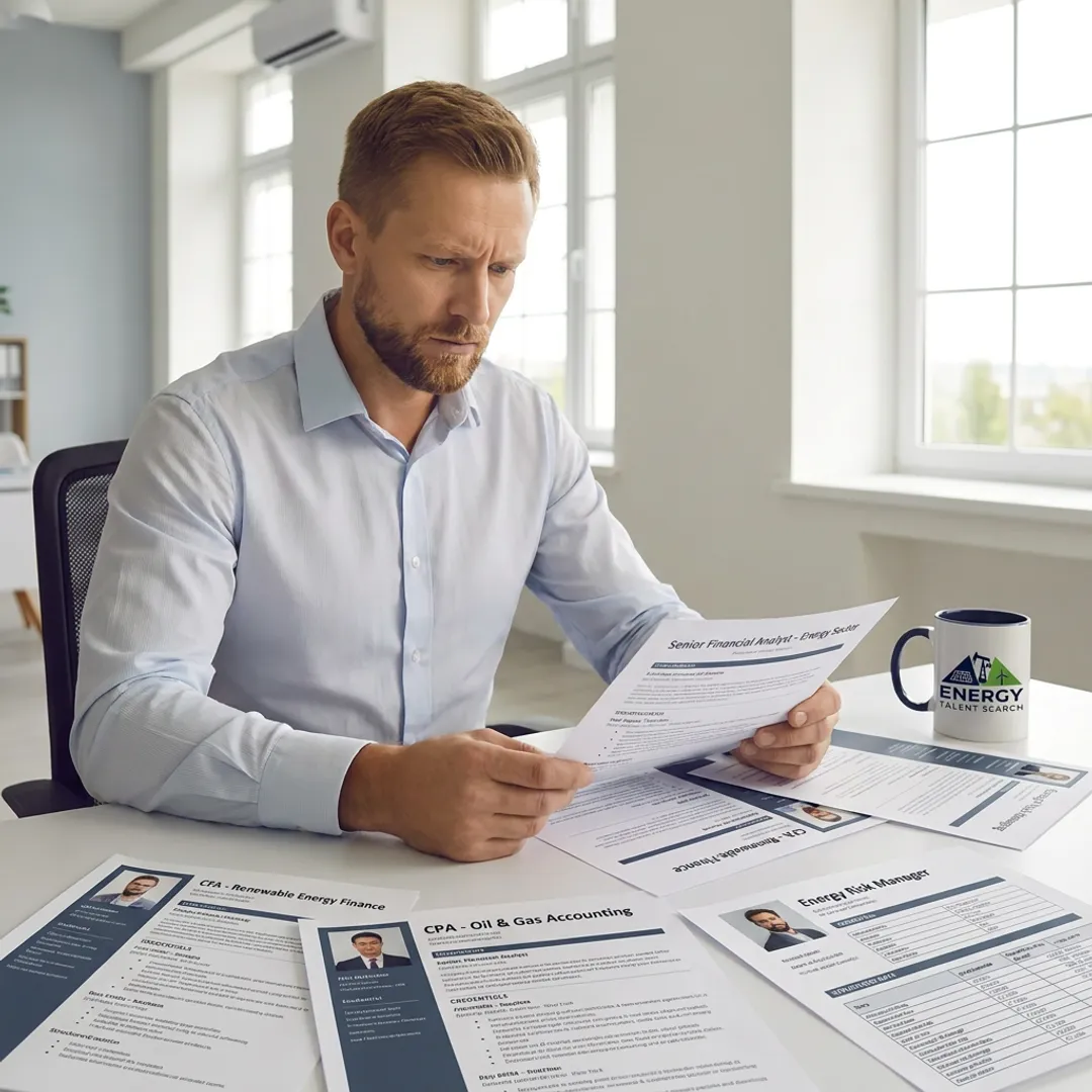 Recruiter reviewing finance candidate profiles